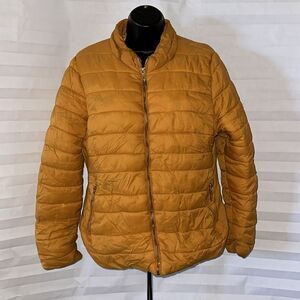 1 Sunset Lane Gold Puffer Jacket Women’s Size XL Quilted Winter Coat
